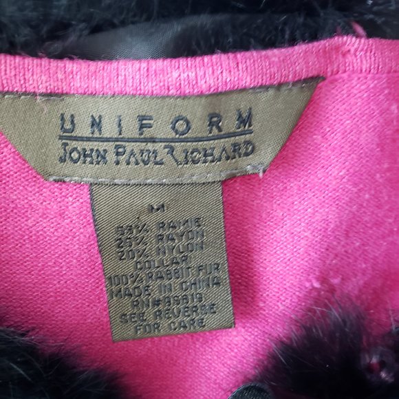 John Paul Richard Uniform Vintage Removable Rabbit Fur Collar Pullover - Picture 2 of 7